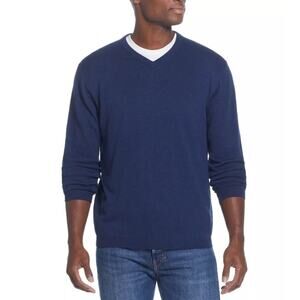NWT Weatherproof Vintage Cashmere blend Pullover V-neck Navy Dad Sweater Sz XXL